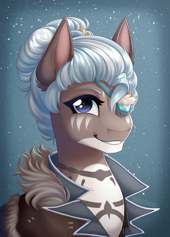 Example of a rendered bust illustration of pony character on a simple background